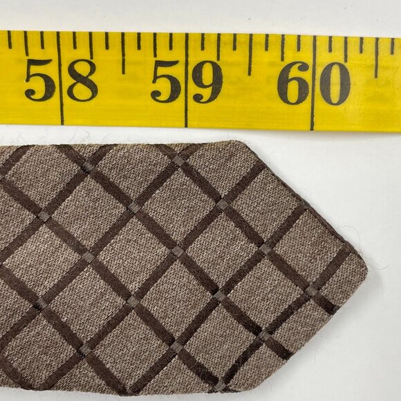 SANTOSTEFANO Silk Wool Blend Italy Made Tie Brown Geometric Diamonds - Picture 7 of 7